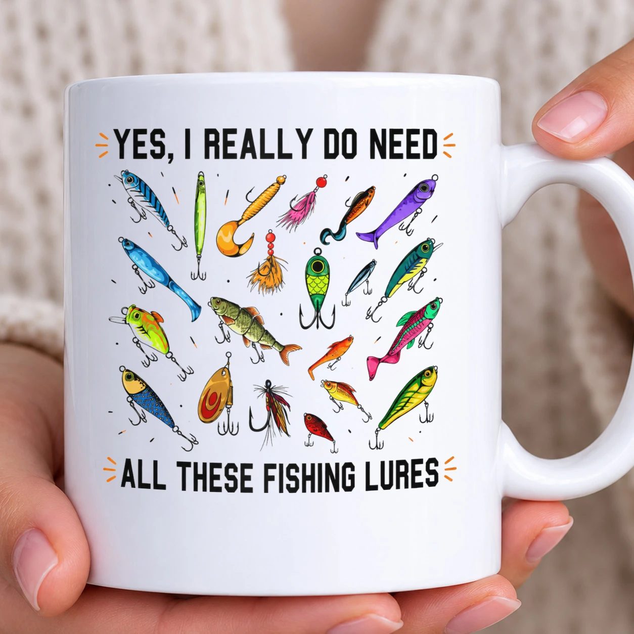 Hrnek bílý - Yes, I Really Do Need All These Fishing Lures