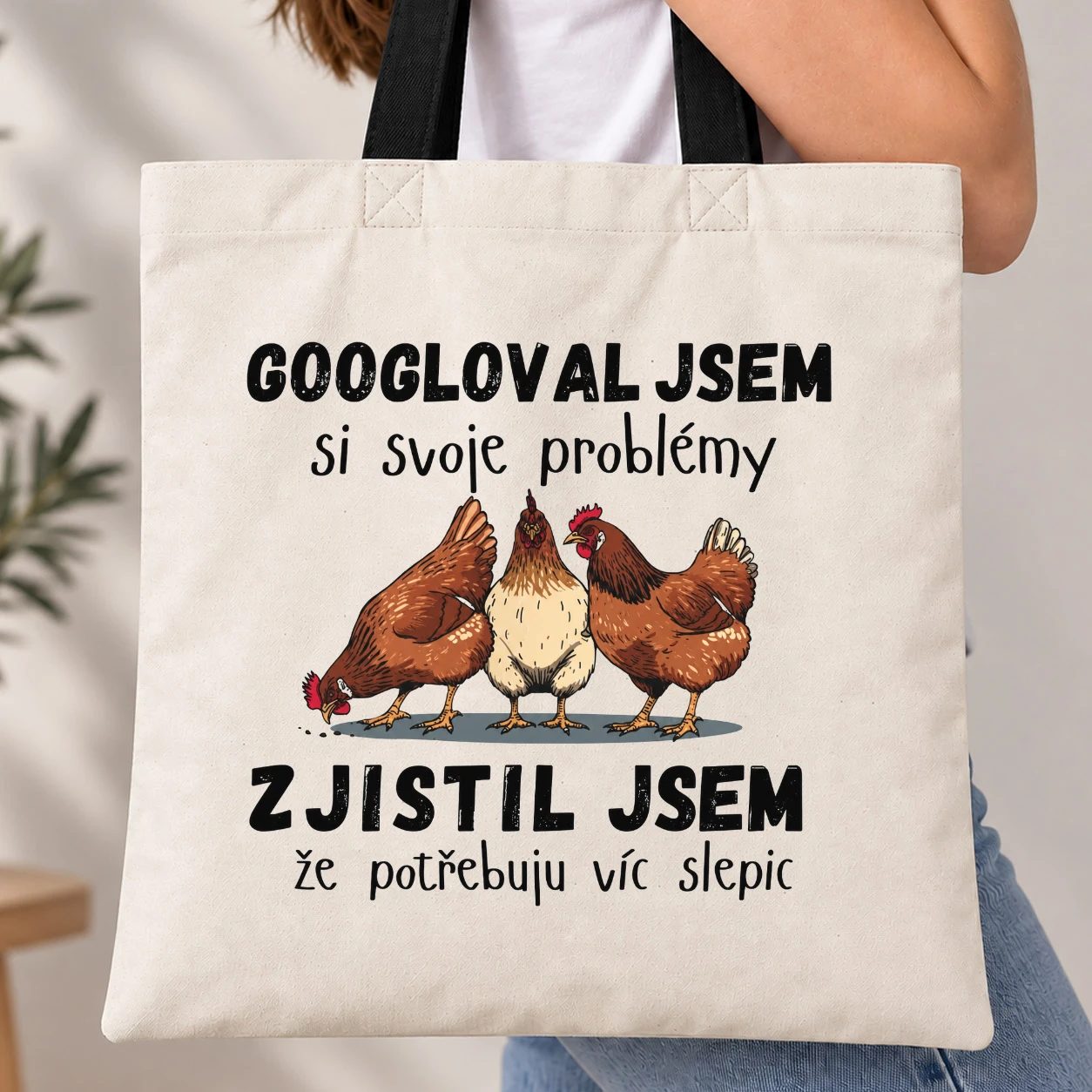 Taška s barevným uchem - Potřebuju víc slepic