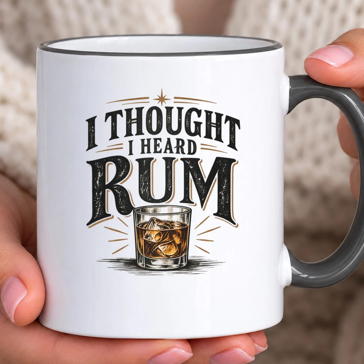Hrnek s barevným lemem - I Thought I Heard Rum