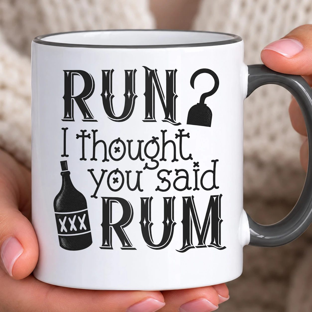Hrnek s barevným lemem - Run? I Thought You Said Rum