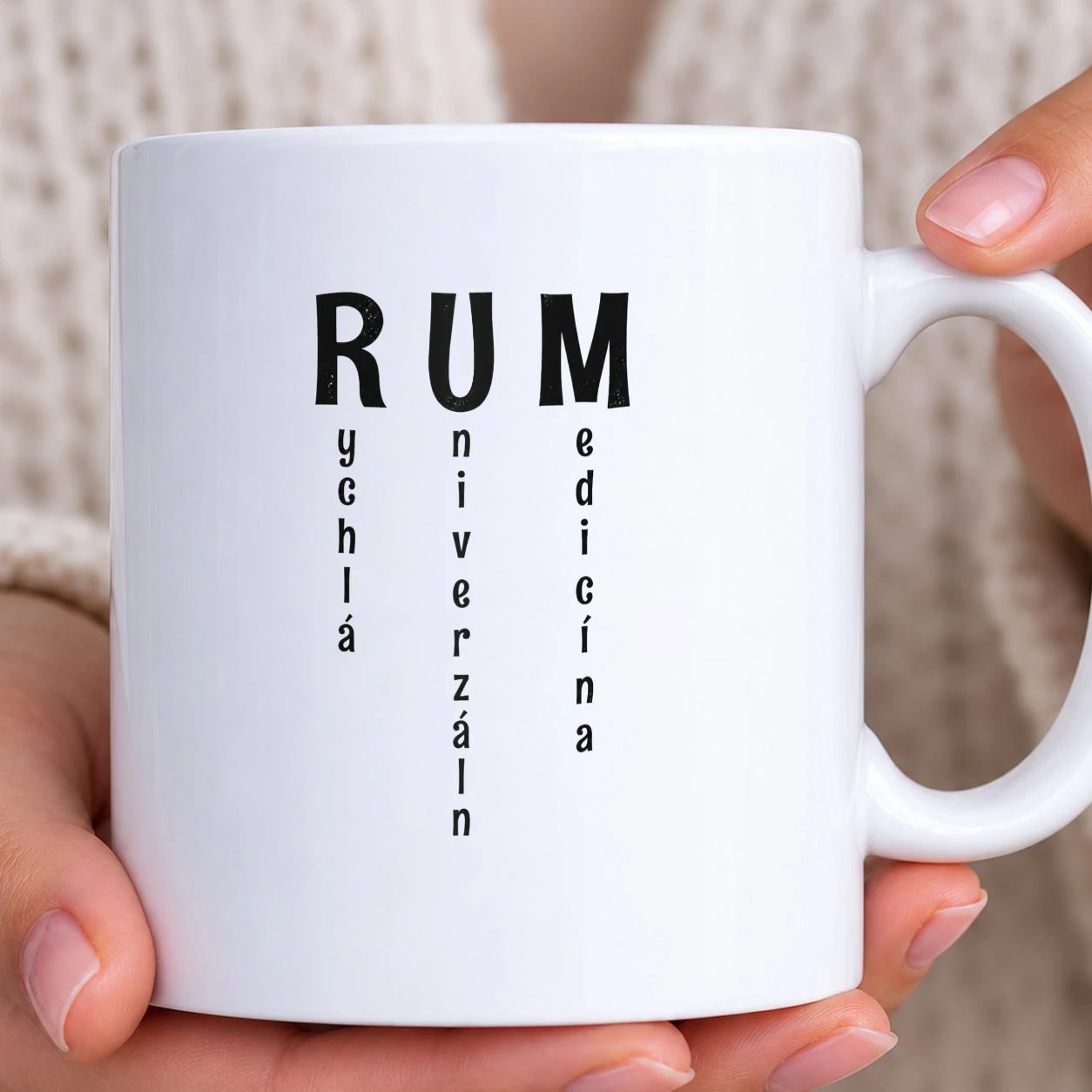 Hrnek bílý - RUM - Rychlá univerzální medicína