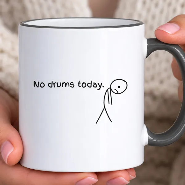 Hrnek s barevným lemem - No Drums Today