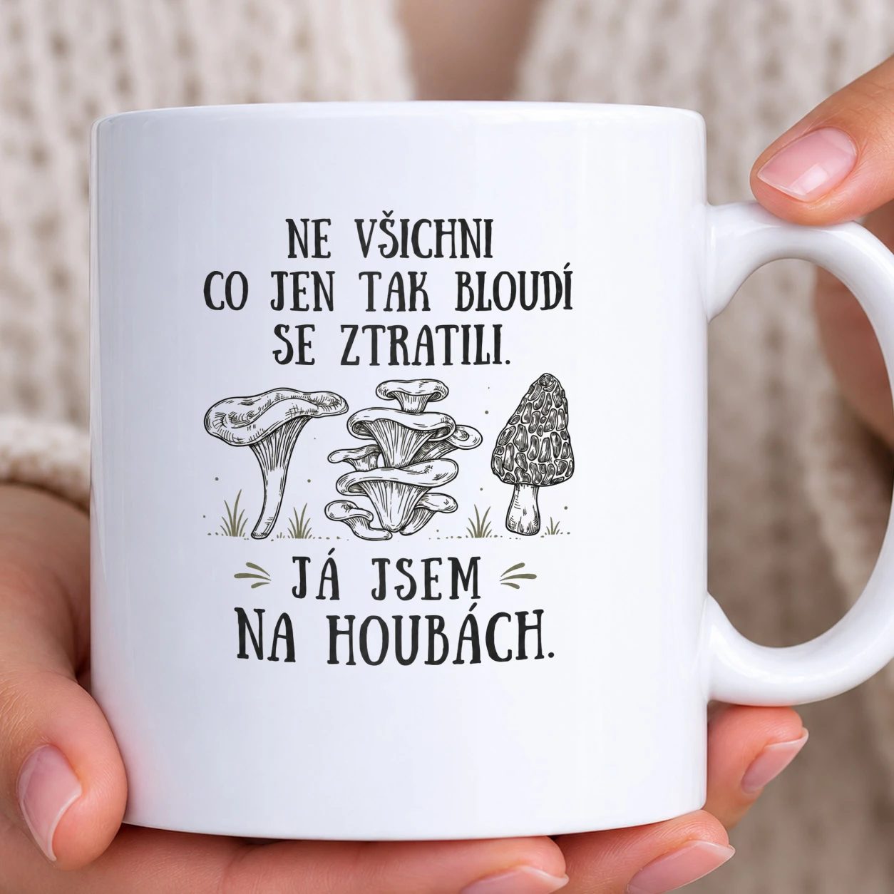 Hrnek bílý - Já jsem na houbách